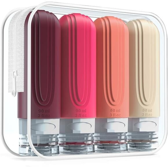 Travel Bottles – TSA Approved, 3oz Silicone Containers, Leak-Proof (4 Pack) - Picture 1 of 8